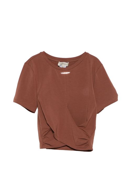 T-shirt bambina Twinset marrone a manica corta TWINSET Kids | 261GJ225613120